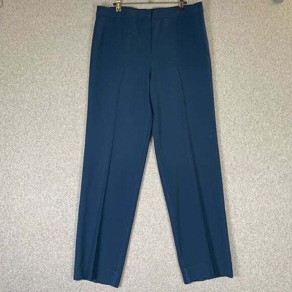 St John blue trousers dress pant womens 10 straight leg pleated office business